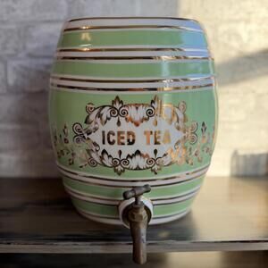 Vintage Ceramic Iced Tea Beverage Dispenser with Spigot
